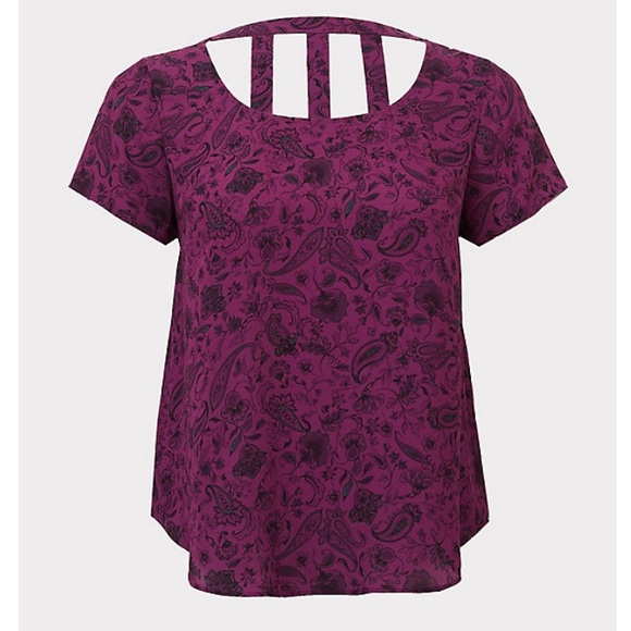 Torrid ABBEY - PURPLE PAISLEY CAGE BACK BLOUSE - Picture 4 of 6